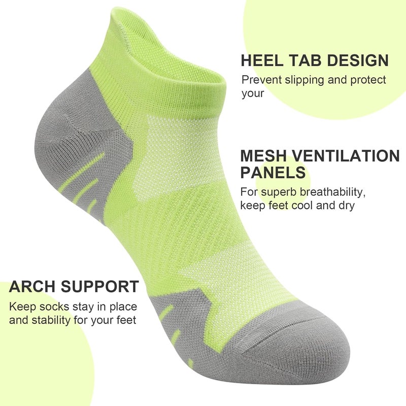 PAPLUS 6 Pairs Ankle Compression Socks for Women, Cushioned Running Socks with Arch Support, Low Cut, Targeted Compression - Image 4